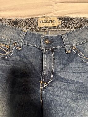 Ariat Blue Denim Jeans with Paisley Waistband